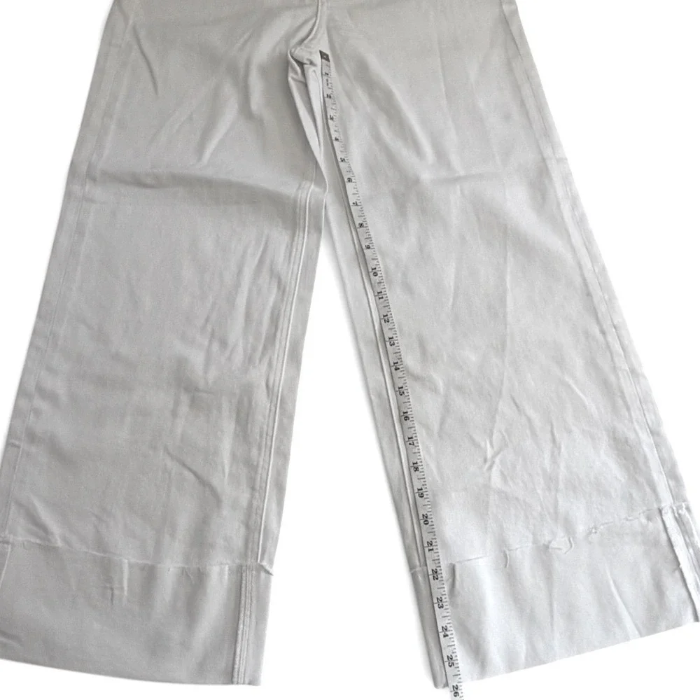 Pistola Jeans Womens 24 White Lana Crop High Rise Ultra Wide Leg Raw Cuffed Hem - Picture 10 of 11